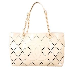 SOLD Chanel Tote Perforated CC Patent Tote